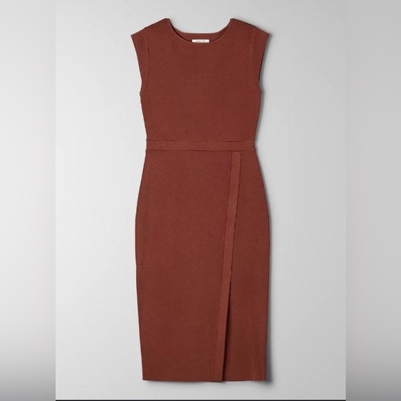 Aritzia Babaton Business Dress In Cider Gold Rust Color Size M Rare Find! - Picture 3 of 14